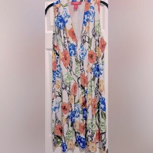 CATHERINE PEACH BLUE FLORAL ROPE DRESS XL CATHERINE MELANDRINO